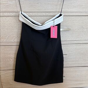 Black and White Strapless Dress-S